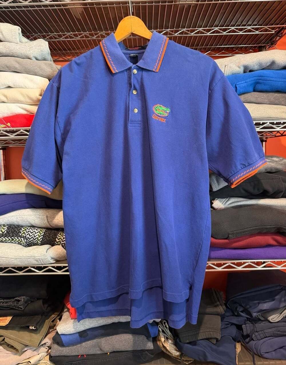 Vintage College Classics Florida Gators Embroidered Logo Blue Polo Shirt Size L
